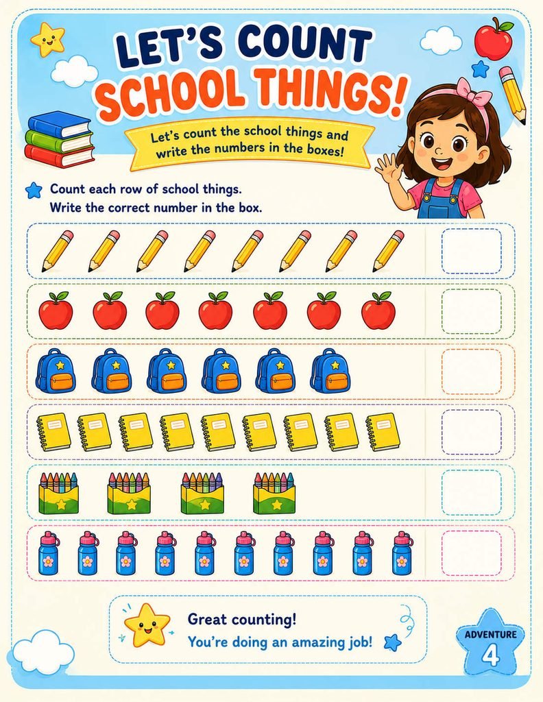 🔢 Adventure 4: Let's Count School Things!