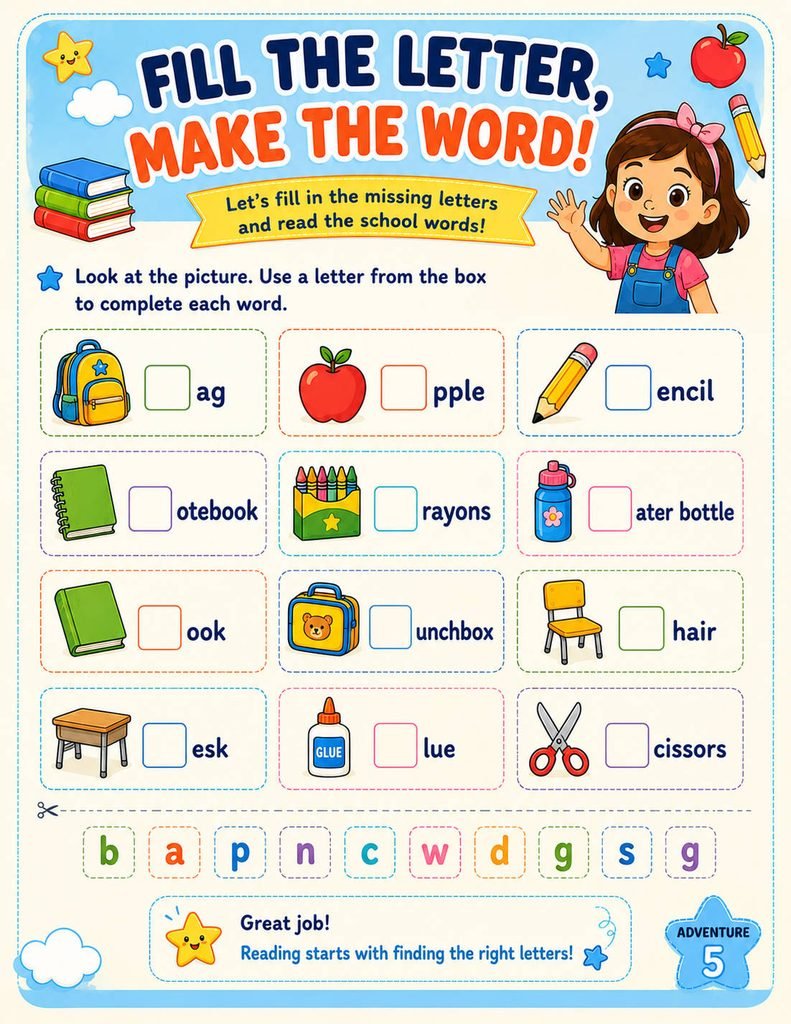 🔤 Adventure 5: Fill the Letter, Make the Word!